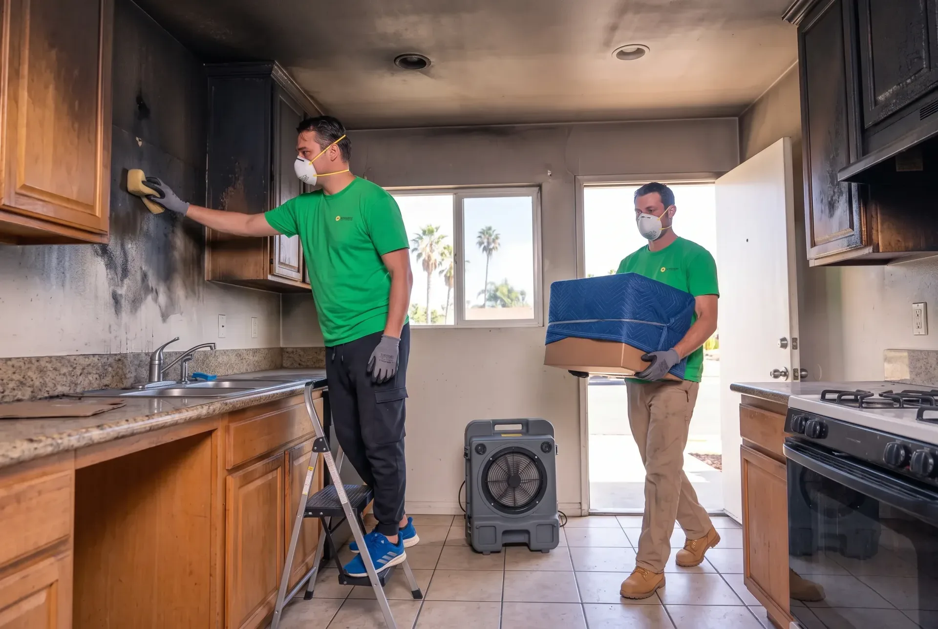 Fire damage cleanup in El Cajon